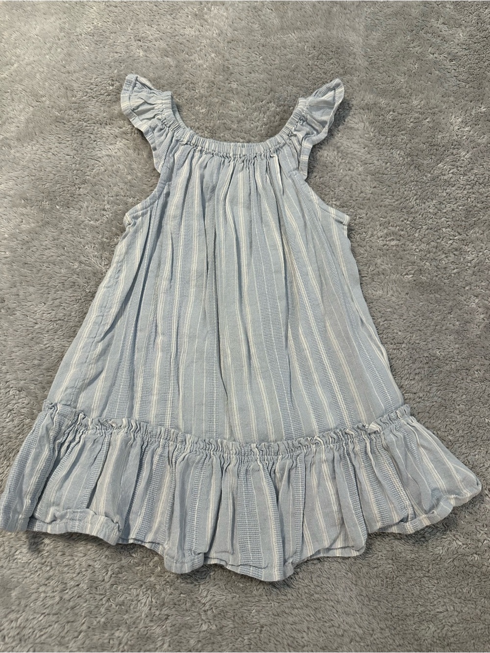 Old Navy Light Blue & White Striped Ruffle-Hem Girls Dress